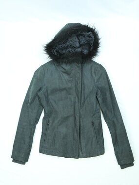 Women's Danier Black Fur-Lined Leather Jacket Size 3XS